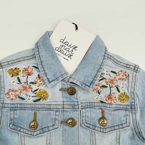 NWT Deux par Deux Size 10 Jean Jacket with Embroidery - Picture 4 of 6